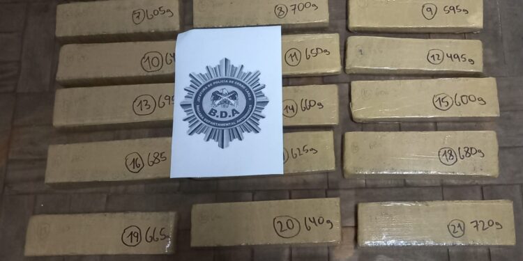 Policía de Cerro Largo incautó casi 15 kilos de marihuana