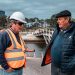 Antía retomó funciones y recorrió las obras de apuntalamiento en el Puente