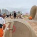 Solución transitoria para el monumento a La Mano, Municipio pintó parcialmente