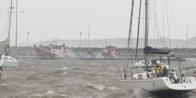Temporal en Punta del Este: veleros a la deriva y una barca semi hundida en el puerto