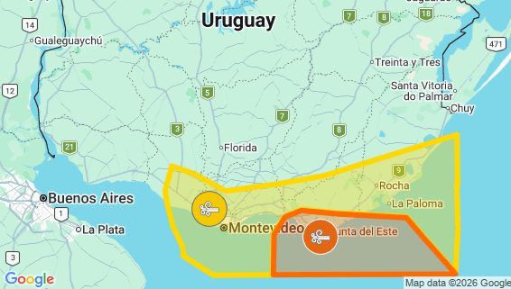 Alerta naranja en Maldonado por vientos muy fuertes y persistentes