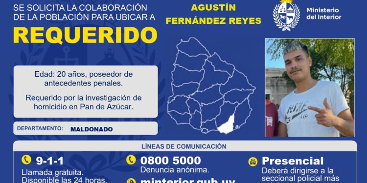 La Policía busca a Agustín Fernández Reyes por el homicidio ocurrido en Pan de Azúcar