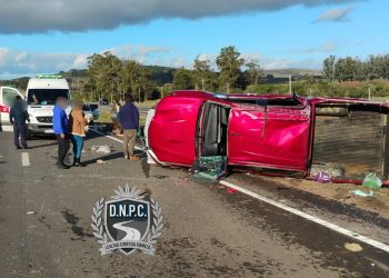 Violento vuelco en Ruta 9 dejó cuatro personas lesionadas y generó complicaciones en el tránsito