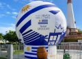 Acuchilló el balón gigante de Uruguay y terminó arrestado en Miami Beach