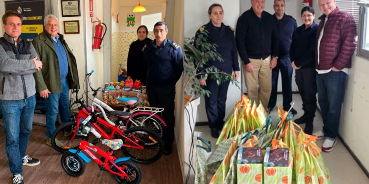 Donaron juguetes para hijos de policías de Punta del Este y San Rafael por el Día del Niño
