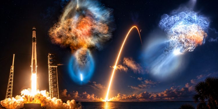 Una “medusa espacial” iluminó Florida tras el lanzamiento de un Falcon 9