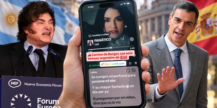 Javier Milei llamó a “sacar a los socialistas a patadas” de España y Pedro Sánchez respondió con una canción de Lali Espósito